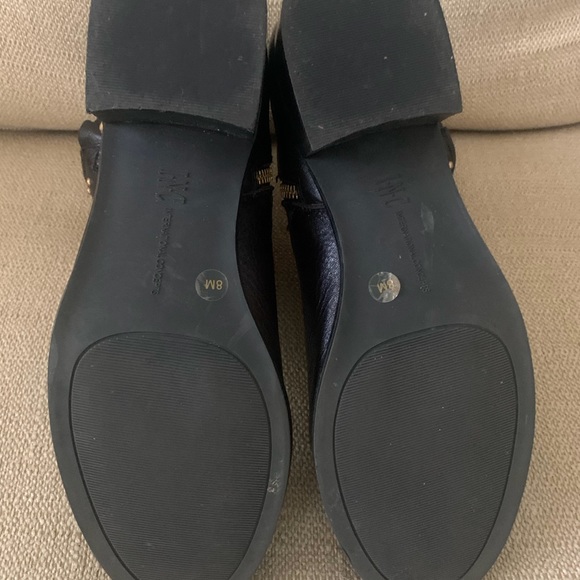 ✨HP✨ Inc International Concepts Ankle Boots Black Leather Gold Accents Size 8 - Picture 7 of 7